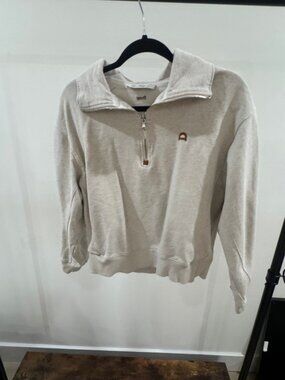Dunst Light Grey Half Zip Sweatshirt Cropped